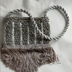 Gorgeous flirty silver Pearl tassel purse mini bag